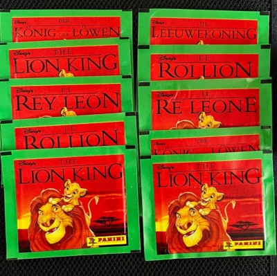 10 PACKETS POCHETTES PANINI LE ROI LION DISNEY 1994 SEALED FERMEE NEW RARE - Photo 1/2