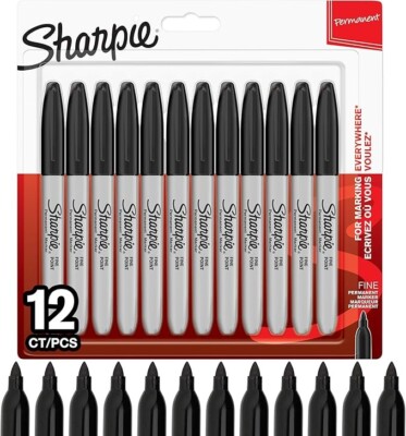 Schwarz Sharpie Feine Spitze Permanent Marker Stifte - BRANDNEU 12er Pack