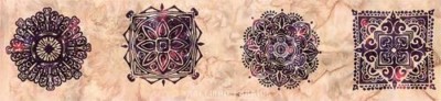 Ethnic Medallion Tile Batik Fabric by Hoffman,100% cotton, M2744-24   33'' / Unit