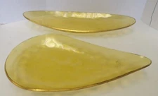 Mid Century Modern Honeycomb Amber Elongated  Serving Trays