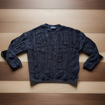 ASOS Black Torn Cable Knit Jumper Sweater Fisherman Grunge wide