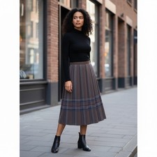 Vintage Pendleton 100 Virgin Wool Midi Plaid Skirt Purple Made in U.S.A. No Sz