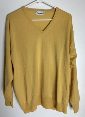 Vintage Ferrante Yellow Lana Super 100's Cashmere Men's Sweater Large