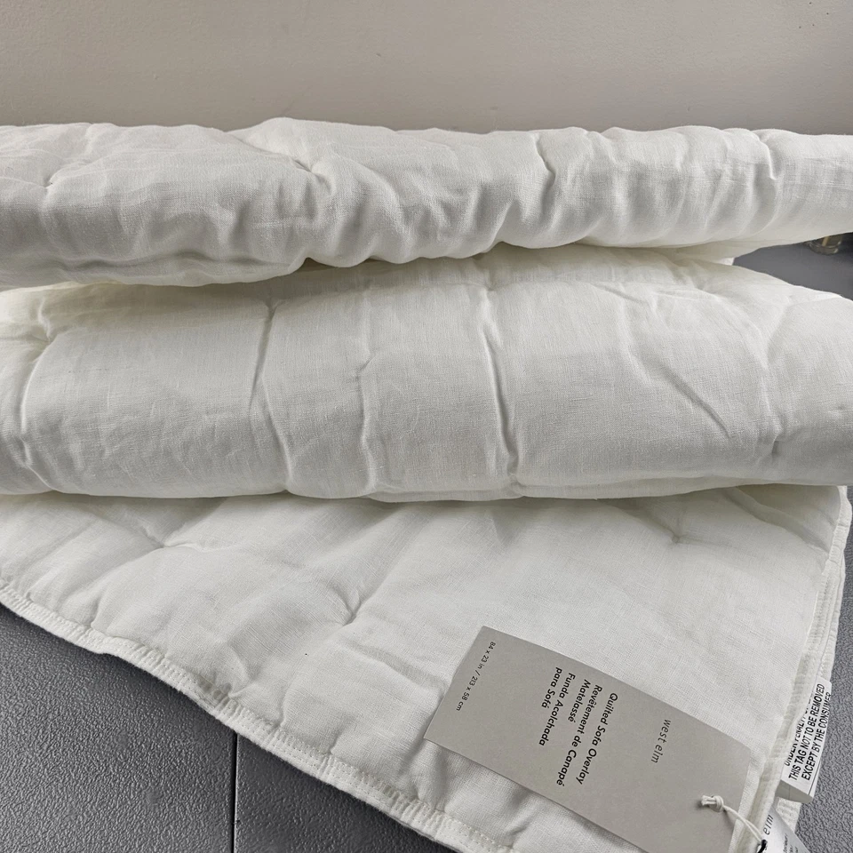 Sofá acolchado West Elm superpuesto 84”x32” blanco nuevo con etiquetas, SIN PAQUETE (ESTANTE 1) Foto 2 de 4