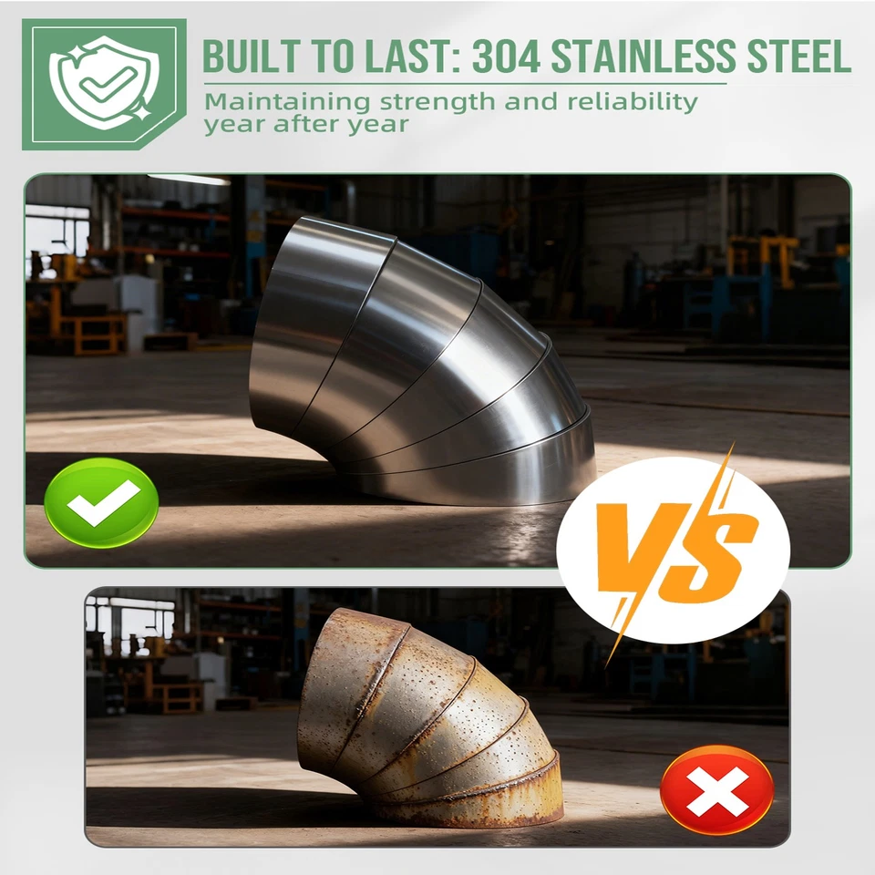 1.75" / 4” Pie Cuts 90 Degree 304 Stainless Steel Exhaust Systems 5PCS Laser Cut - Image 2 of 4