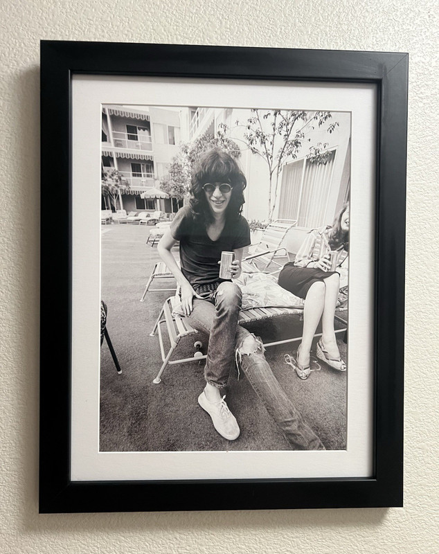 Framed Joey Ramone of The Ramones lounging photo