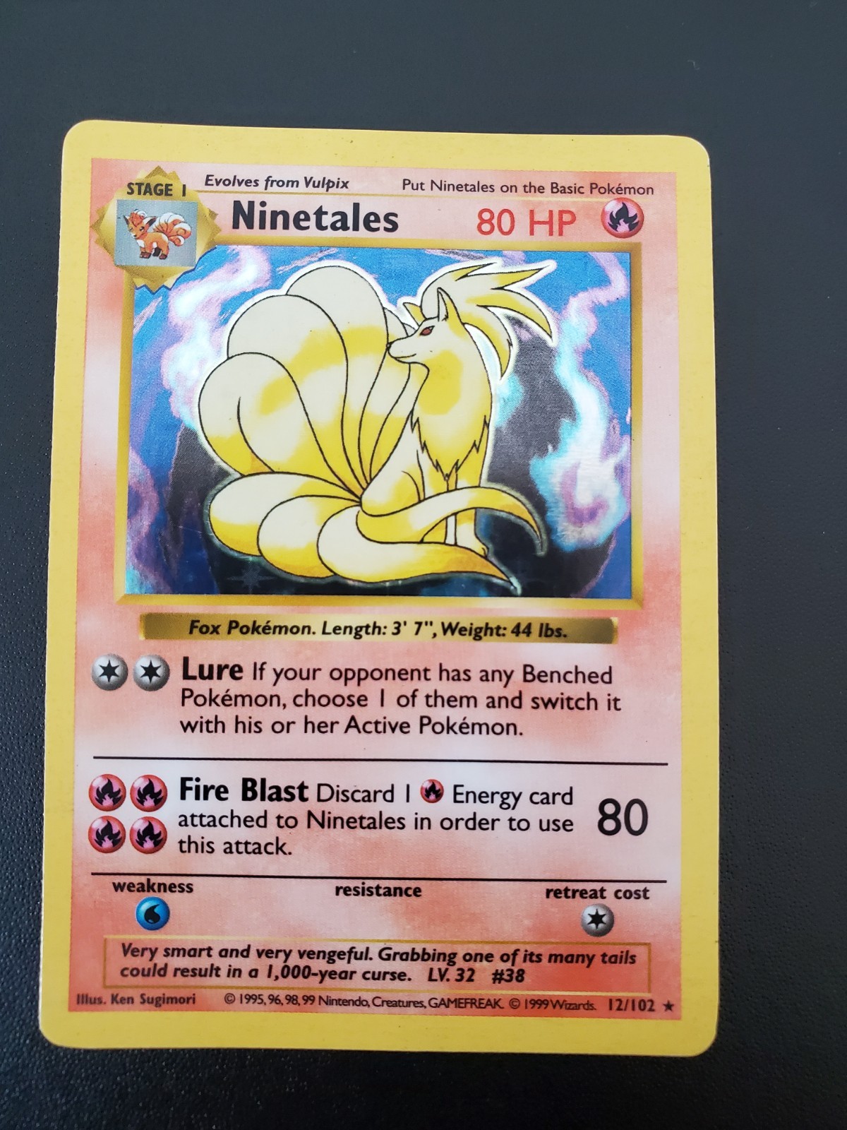 Ninetales Unlimited Holo Holo Rare Base Set (Shadowless) 012/102 LP
