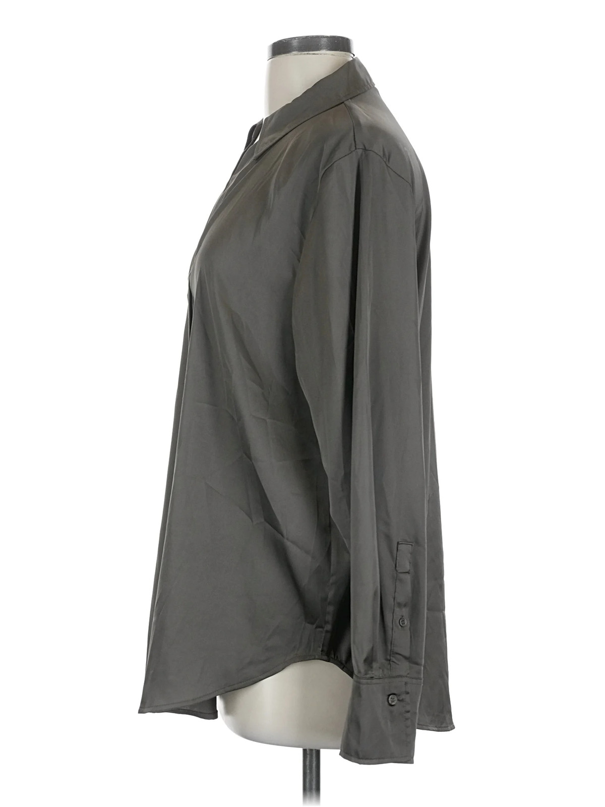 H&M Women Gray Long Sleeve Blouse L thumbnail 4