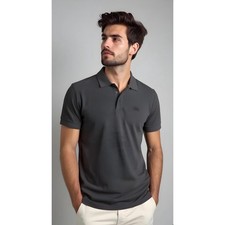 BOSS Hugo Boss Mens Pima Cotton FERRARA Polo Shirt in Dark Gray-Size Small