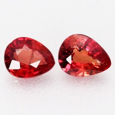Para 2 szt. 0,39 ct gruszka 4x3mm naturalna czerwonawo-pomarańczowa rubin songea, klejnoty tanzańskie✨