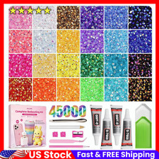 45000Pcs Rhinestones for Bedazzling Kit, 3mm Multicolor Flatback Gems, All-in-on