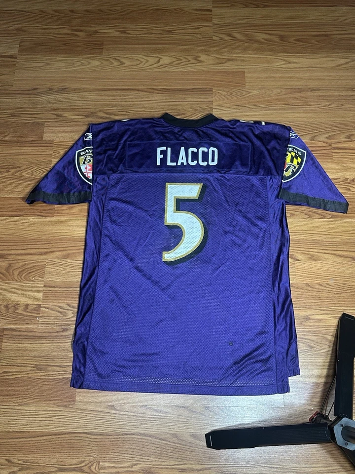 Camiseta de fútbol americano Reebok Baltimore Ravens Joe Flacco para hombre talla XL NFL Foto 2 de 4