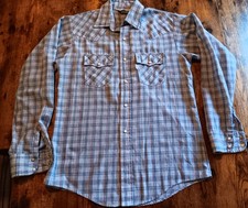 Vintage 70s LEVIS Plaid WESTERN Shirt PEARL SNAP Sz 18 36 S