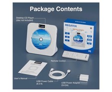 MEGATEK Portable CD Player Bluetooth for Home, Desktop CD Player White