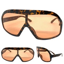 OVERSIZED Exaggerated Modern Retro Shield SUN GLASSES Huge Large Tortoise Frame