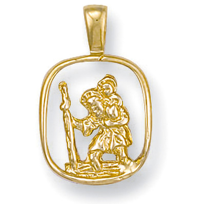 9ct Yellow Gold Cut Out St Christopher Pendant Fully Hallmarked UK