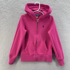 Polo Ralph Lauren Hoodie Girl 7 Small Pink Sweatshirt Hooded Full Zip Small Pony