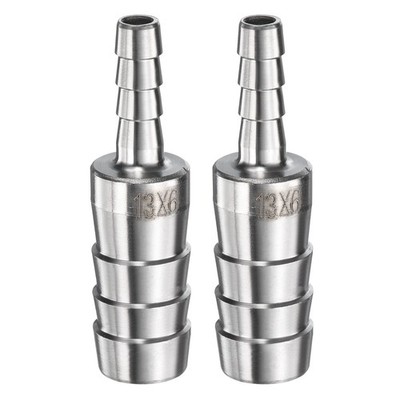 1/2'' to 1/4'' Hose Barb Reducer Pipe Fitting 304 Stainless Steel Adapter 2pcs