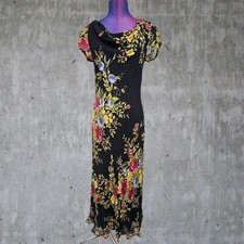 Majick Vintage Y2K Floral Euro Maxi Dress Chiffon Beaded Cowl Neck Small A71