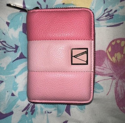 Victoria s Secret Small Pink Three striped Zip Card Holding Wallet