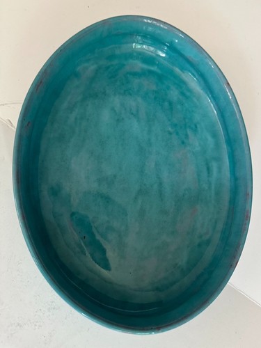 Studio Art Pottery Turquoise Serving Platter/Bowl – Signed Campbell 12" - Picture 15 of 24