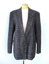 Vtg 80s New Wave Black Pink Speckled Plaid Blazer Menswear Style Jacket M/L