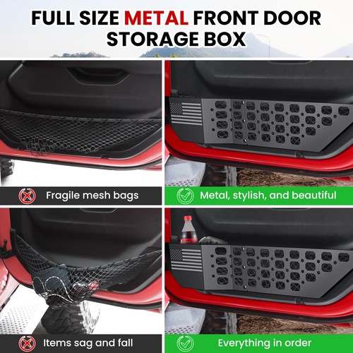 Metal Front Door Pocket Storage Box for Jeep Wrangler JL JLU 4XE 2018-2025 & ... - Afbeelding 6 van 9