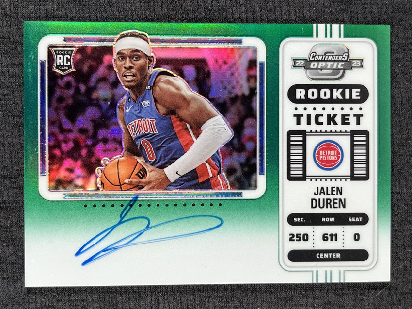 2022-23 Panini Contenders Optic Jalen Duren RC Rookie Green Prizm Auto 24/75