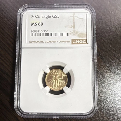 NGC MS69 American Eagle 2026 $5 Gold Coin 8688810-350 Gold Certified Graded