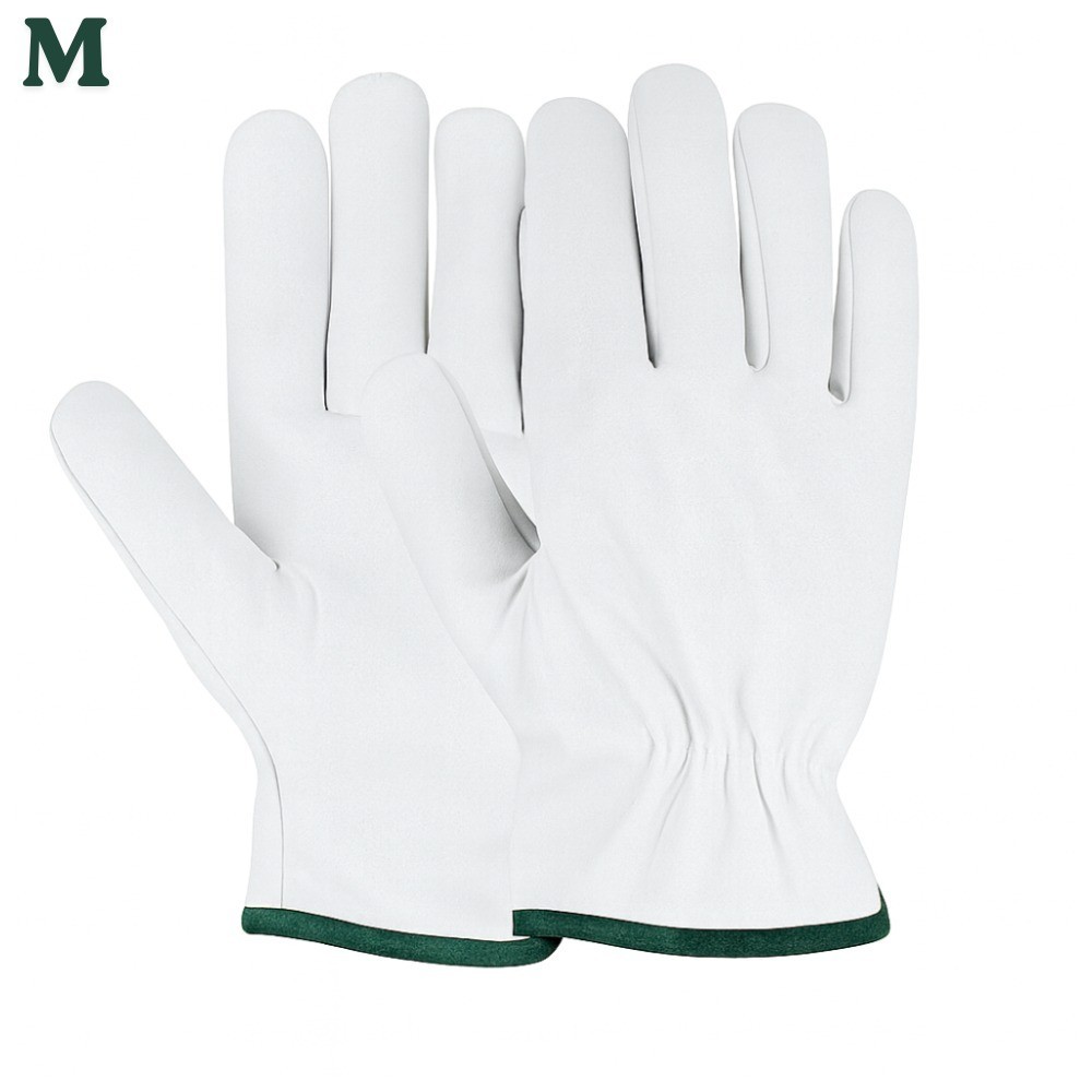 12 Pairs Goatskin Leather Work Gloves Safety Driver Gloves Construction Garden