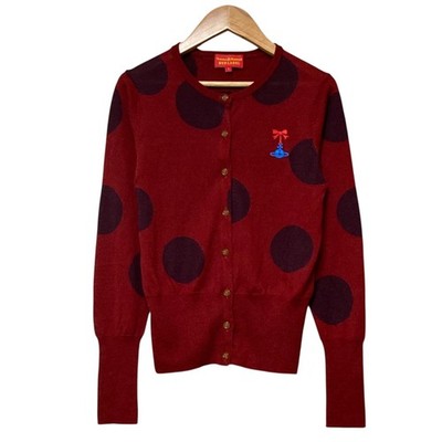 Vivienne Westwood バーガンディ カーディガン V-neck Cardigan in RED | Vivienne Westwood® トップス