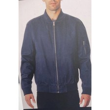 NWOT Lucky Brand Men's L Navy Blue Bomber Jacket Cotton Blend Zip Front