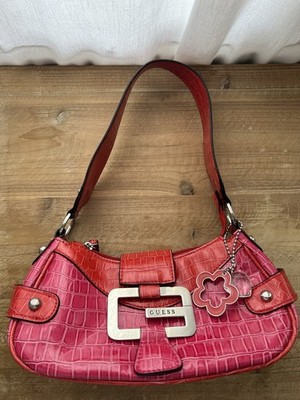 Y2K Vintage GUESS Hot Pink Croc Shoulder Bag | eBay