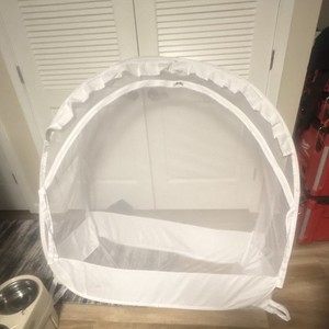 Pop-Up Portable White Mesh Mosquito Net Canopy Bed Tent, Solid/Plain