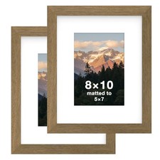 2-Pack, 8x10 Matted to 5x7 Picture Frame, Dark Oak   Classic Wooden Photo Fra...