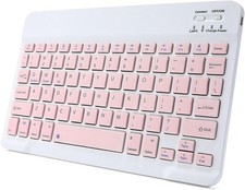 Pink Bluetooth Keyboard Slim Rechargeable Wireless for iPad iOS Android Windows