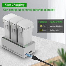 100W 3 Port Battery Charger Parallel Fast Charging Hub for DJI Lito 1/Lito X