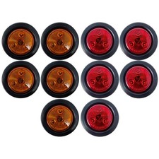 2 Round Trailer 3 Led Clearance Side Marker Lights Dot Fmvss 108 Amberred
