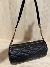 Saint Laurent Black Quilted Cylinder Shoulder...