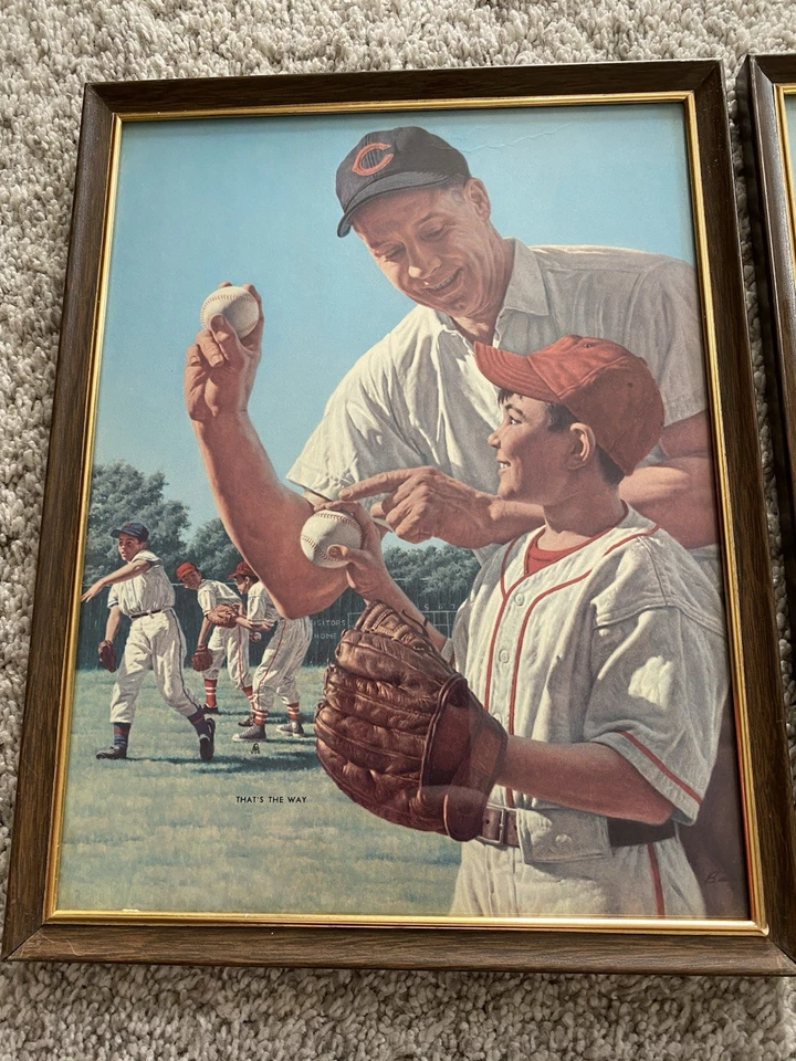 Lote De Colección De 2 Impresiones De Béisbol James Bama Enmarcadas Bonito Going Fella & That’s the Way Foto 2 de 4