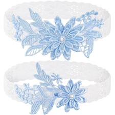 Hand Sewn Faux Pear Lace Wedding Garter Belt Set for Bride Lace Leg Garter Belt
