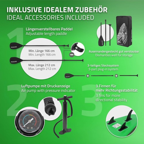 Paddle board SUP surfboard con pagaia tavola surf gonfiabile Makani verde 320 cm - Imagen 4 de 8