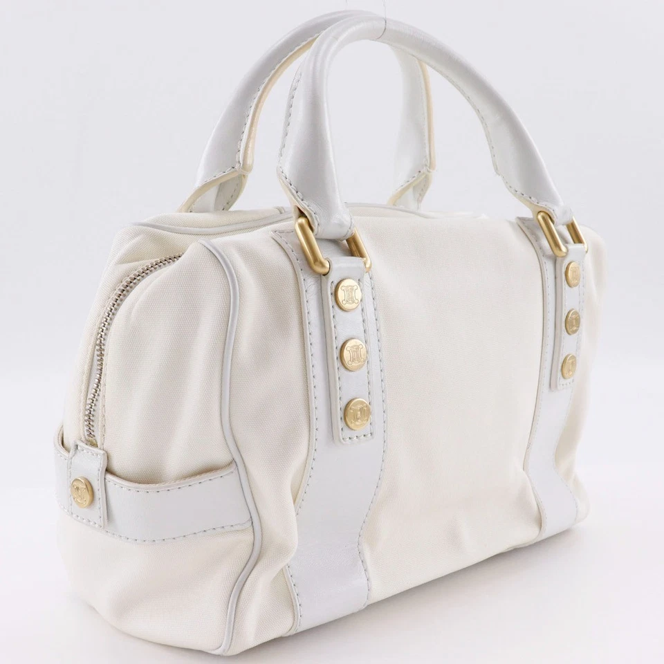 CELINE мини Boston Дамская сумка 2004 Афины Олимпийских игр ограниченного белый нейлон холст... - Изображение 3 из 4