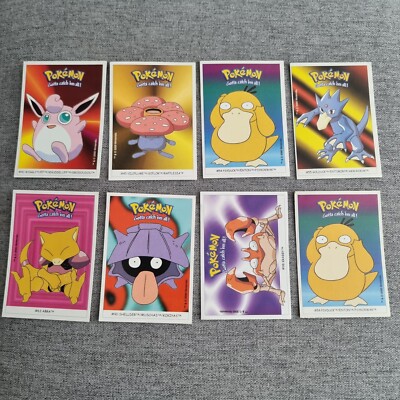 Pokémon Dunkin Boomer Bubble Gum   Aufkleberkarte 2000 Nintendo x8 Karten Original