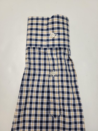 WALKER BROTHERS XL Blue Yellow Check Long Sleeve Men's Shirt Made In Italy - Picture 6 of 7