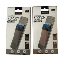 (2) Universal Adhesive Pocket -Stick-On Wallet Card Holder Cell Phone Pouch Case