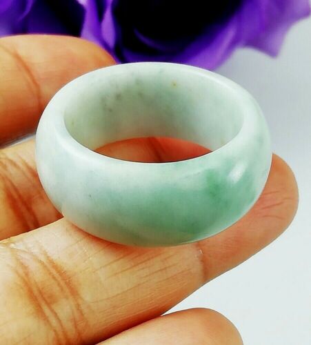 Jade Jadeite Ring Band Natural Burmese Untreated Glossy Bicolor Real Size 11.5 - Photo 1/8