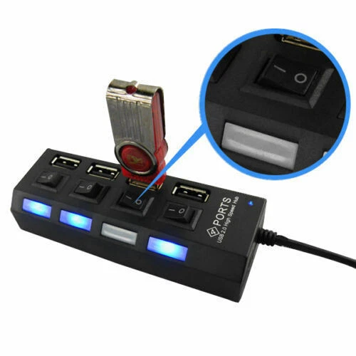 4 Port USB 2.0 Multi Hub Splitter High Speed ON/OFF Switch for Desktop Laptop PC - Image 4 of 4