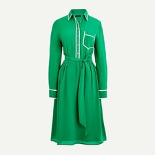 Brand New A-line silk shirtdress from J. Crew Green Size 4 or 8