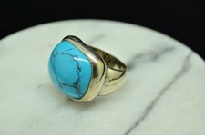 925 Sterling Silver Turquoise Chunky Ring Band Size 6.75 -fairly heavy